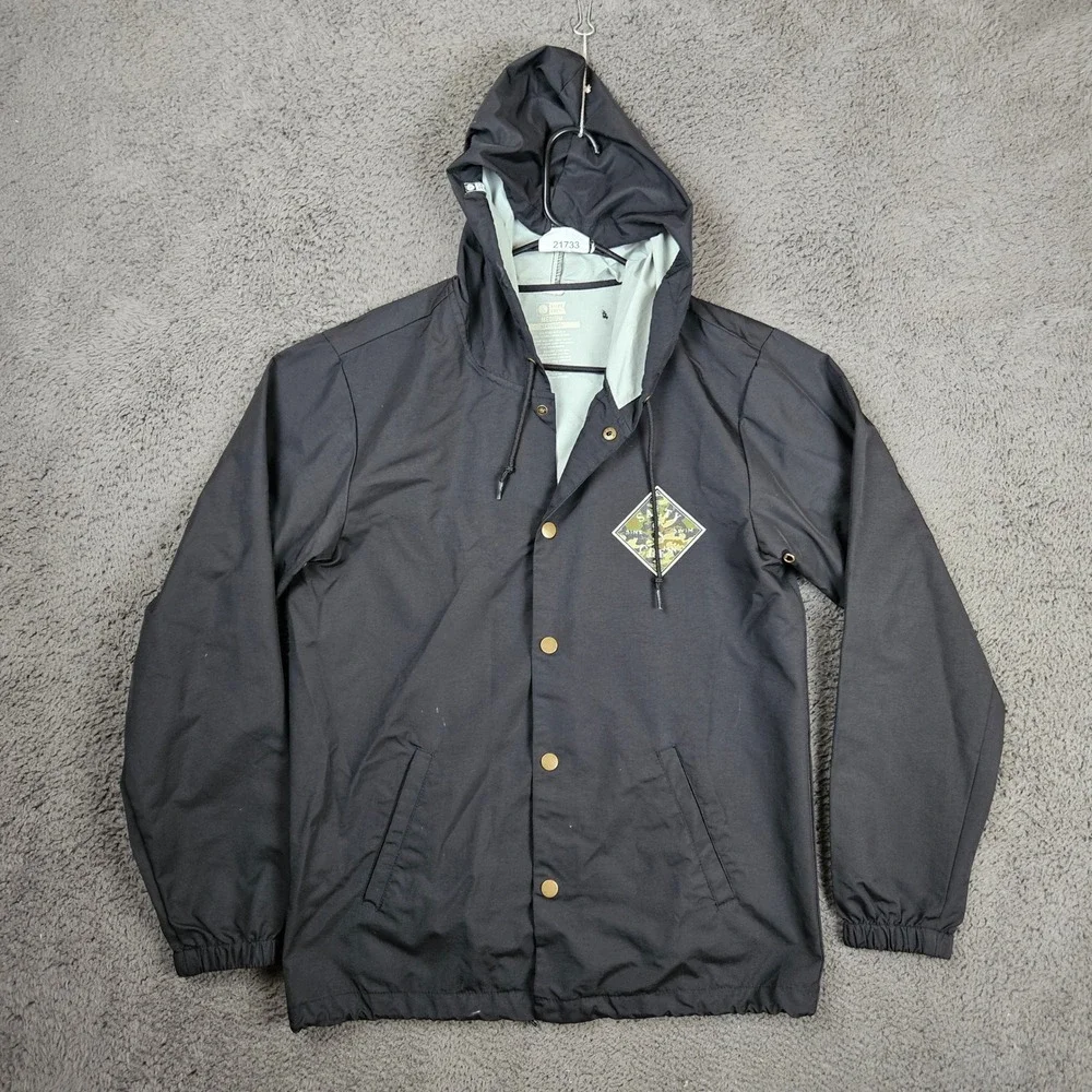 Salty Crew Mens Medium Tailed Hooded Windbreaker Jacket Black Logo Graphic